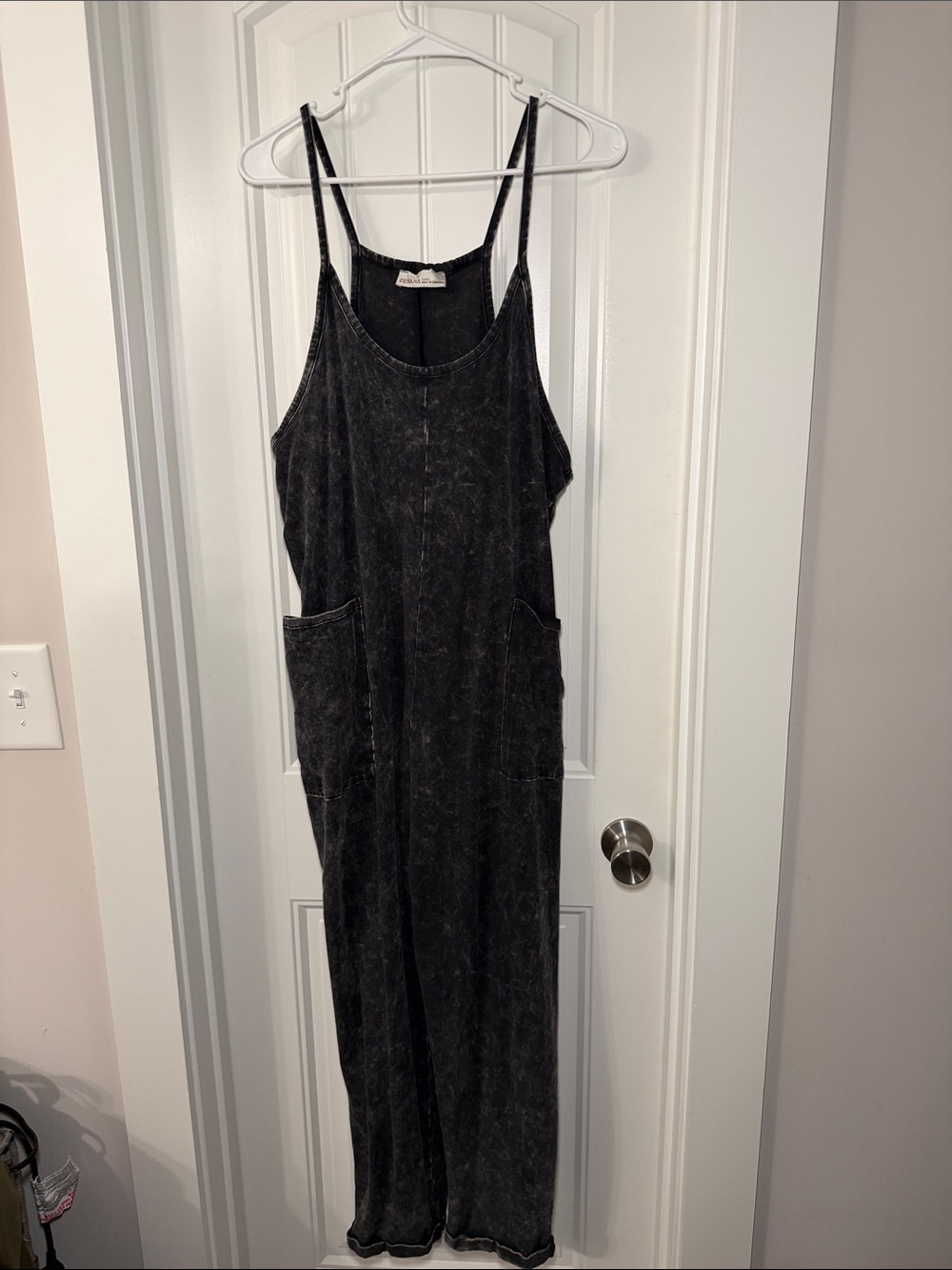 Zenana Outfitters Washed Black Sleeveless Jumpsuit with Pockets